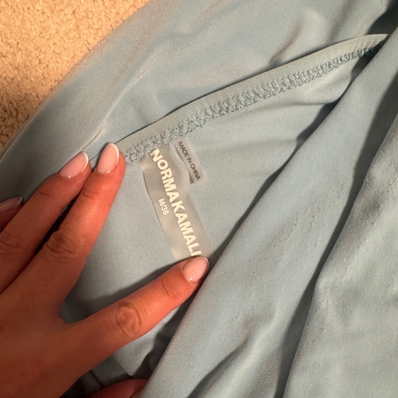 Norma Kamali Powder Blue Diana Asymmetric Ruched Midi Dress medium baby blue - Picture 8 of 8